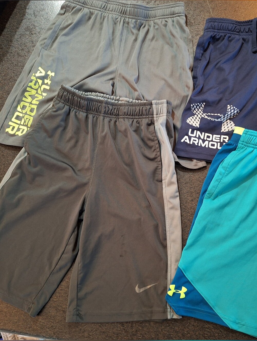 Under Armour Boys Performance Shorts Trio - Gray, Navy, Teal